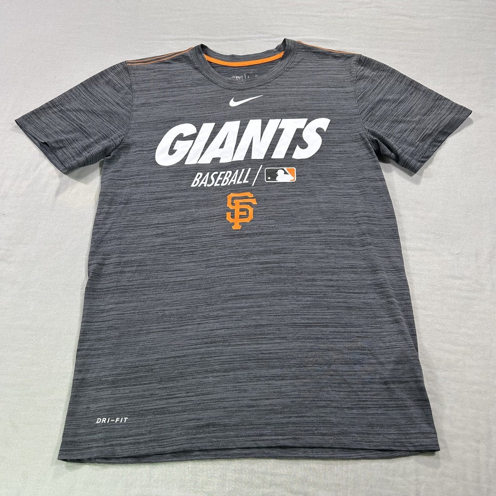 Nike San Francisco SF Giants Shirt Mens Small Gray Crew Tee Dri-Fit Adult‎